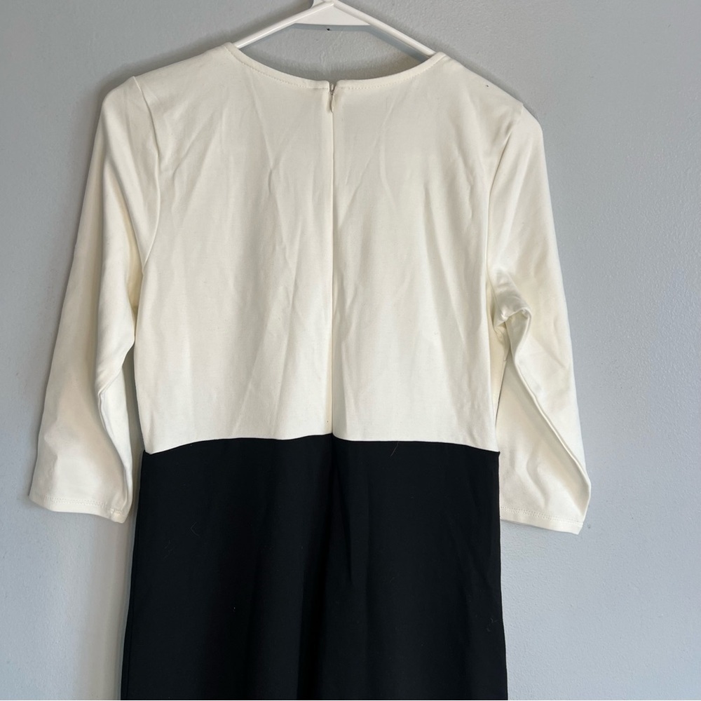 Christian Siriano For J.Jill Ponte Knit Embroidered Midi Dress Cream Black Sz S - Picture 12 of 14